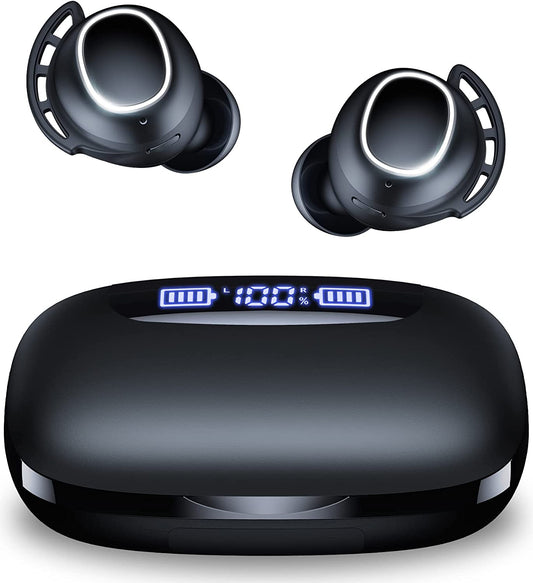 Bluetooth Headphones Wireless Earbuds 120H Playtime Ear Buds IPX7 Waterproof Earphones Digital Power Display Headsets with Charging Case and Mic for Sports Fitness Laptop TV Computer Cell Phone Games